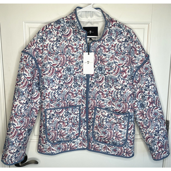 7 For All Mankind Jackets & Blazers - NWT 7 For All Mankind Women's Floral Quilted Jacket - Sz S Lined Cotton Boho